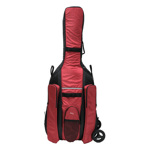 HQ Ultra-Pro Double Bass Bag with Wheel System 3/4 - Red