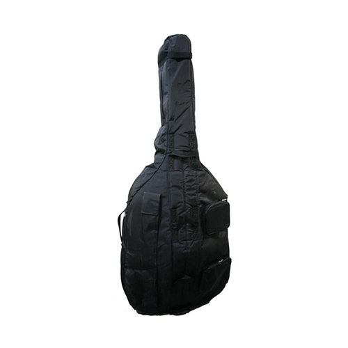 FPS Black 20mm Double Bass Bag with 7 Handles, Bow Sleeve, Storage Pockets, Shoulder Straps, 3/4 Size