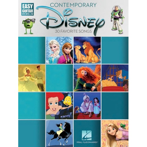 Contemporary Disney Easy Guitar Notes & Tab Songbook by Hal Leonard, 128 Pages, 30 Disney Hits for Beginners