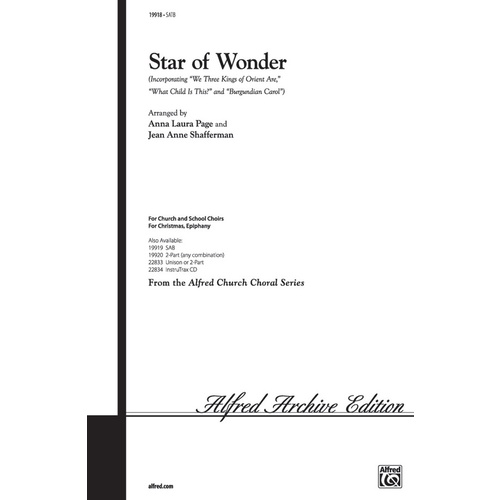 Star of Wonder SATB/Organ Level 3 Choral Sheet Music