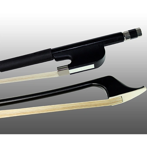 Glasser Double Bass Bow French Model 1/10, Fiberglass, Satin Black Finish, Genuine Horsehair, Leatherette Grip