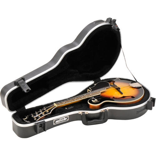 SKB F-Style Mandolin Case SKB-80F with Plush Interior, TSA Latches, Full-Length Neck Support, Ergonomic Handle, Durable ABS Construction