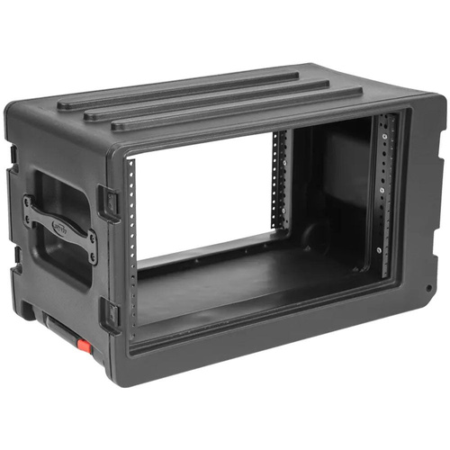 SKB 1SKB-R6SW Roto-Moulded 6U Shallow Rack Case with Telescopic Handle and Wheels