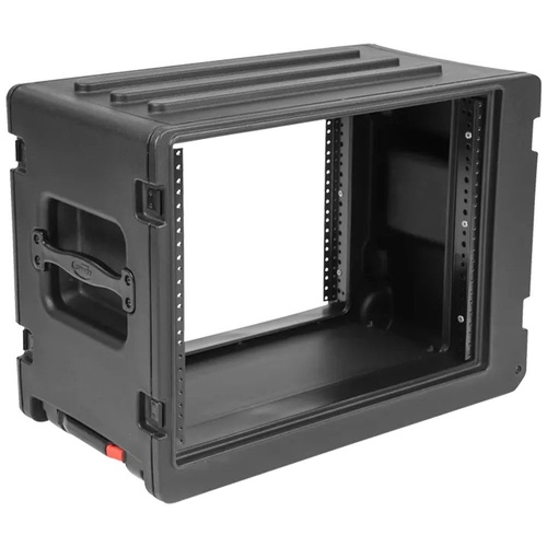 SKB 1SKB-R8SW Roto-Moulded 8U Shallow Rack Case with Telescopic Handle and Wheels