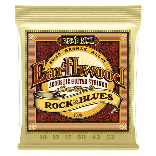 Ernie Ball Earthwood Rock and Blues with Plain G 80-20 Bronze Acoustic Guitar String, 10-52 Gauge