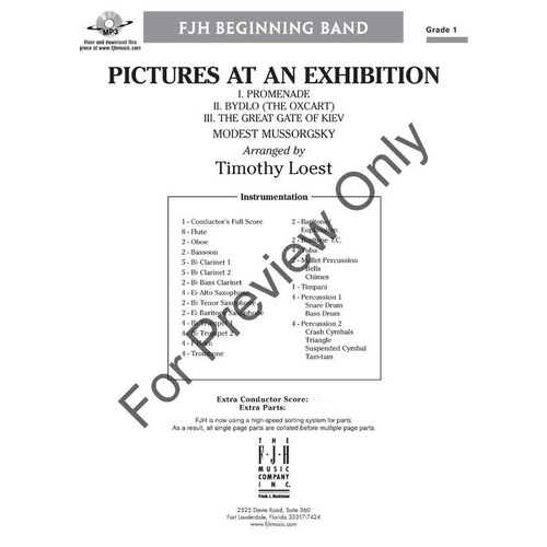 PICTURES AT AN EXHIBITION ARR LOEST Concert Band 1 Score/Parts