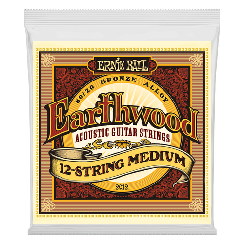 Ernie Ball Earthwood Medium 12-String 80-20 Bronze Acoustic Guitar String, 11-28 Gauge