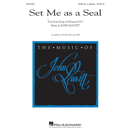 Set Me As A Seal SSA Opt A Cappella (Octavo)