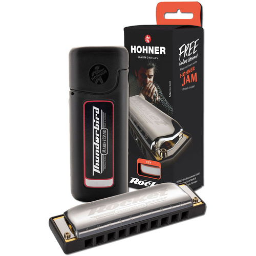 Hohner Rocket Harmonica in Key of B - Progressive Series, Ergonomic Design, Loud Projection, Sturdy Zipper Case, Made in Germany