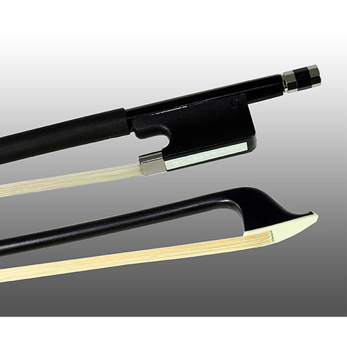 Glasser Fibreglass Cello Bow with Horse Hair 1/10 - Durable, Satin Black Finish, Leatherette Grip, Half-Lined Frog, Imitation Button
