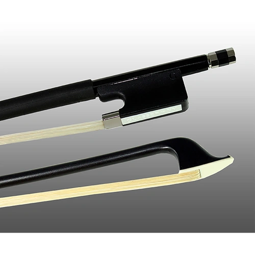 Glasser Fibreglass Cello Bow with Horse Hair 1/10 - Satin Black Finish, Half-Lined Frog, Imitation Button, Durable Alternative to Wood Bows