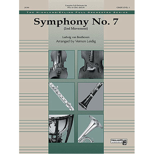 Beethoven's Symphony No. 7 2nd Movement Full Orchestra Sheet Music Grade 3