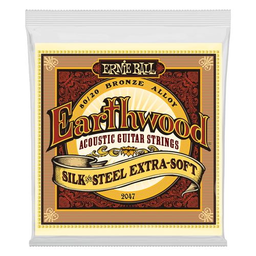 Ernie Ball Earthwood Silk and Steel Extra Soft 80-20 Bronze Acoustic Guitar String, 10-50 Gauge