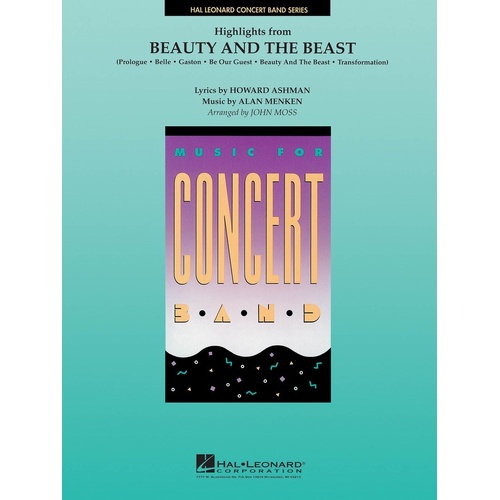 Beauty And The Beast Highlights Concert Band 4 Score/Parts