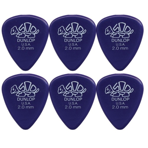 6 x Dunlop Premium DELRIN 500 2.00MM Gauge Guitar Picks 41R 