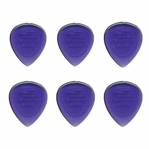 6 x Dunlop Jazz Stubby 2.00MM Gauge Guitar Picks, Purple