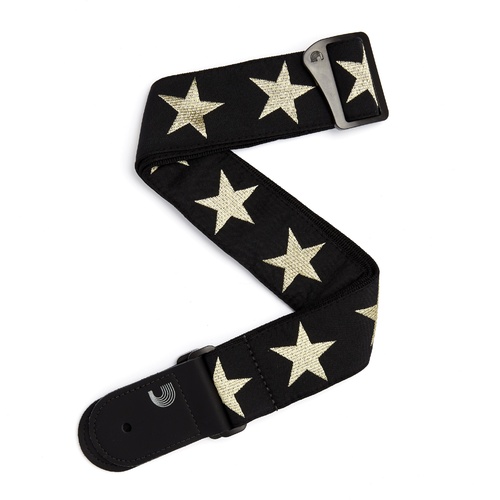 Woven Guitar Strap, Gold Star, by D'Addario