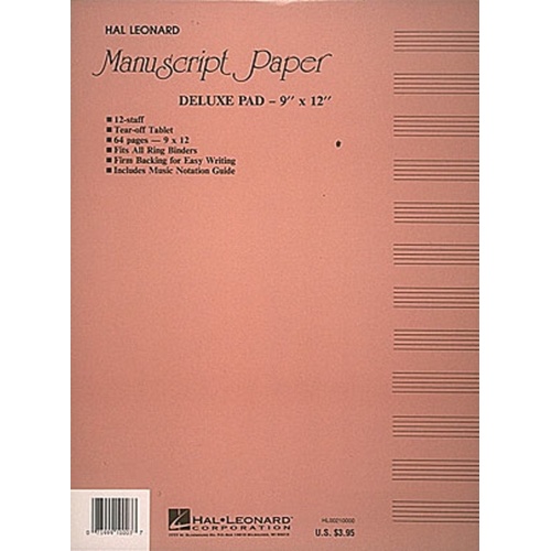 Manuscript Paper Deluxe Pad 32Pp 12 Stave Taupe 