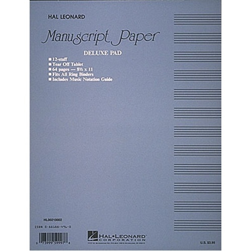 Manuscript Paper Blue Pad 32Pp 12 Stave (Softcover Book)