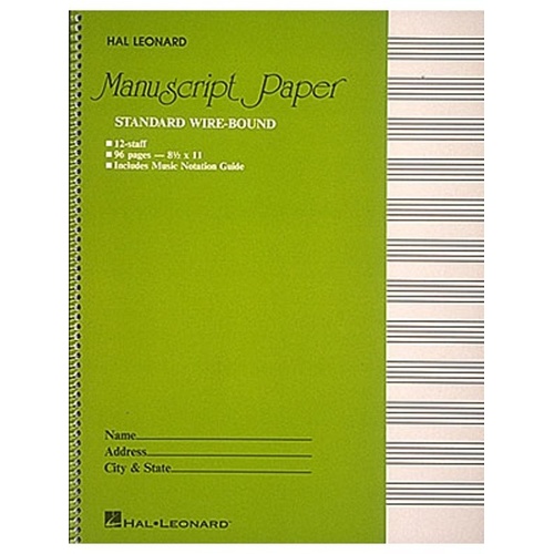 Hal Leonard Wirebound Manuscript Paper Green Cover 96 Pages 12 Staves