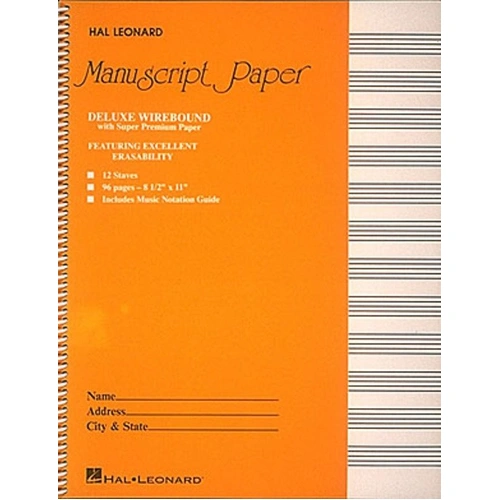 Deluxe Wirebound Manuscript Book 12 Stave 96 Pages Heavy Premium Paper