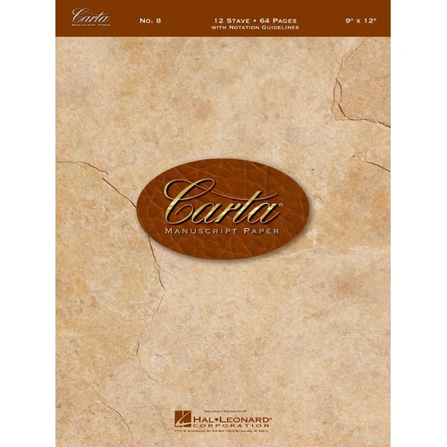 Carta Manuscript Paper 64pg 12st Spiral Bound 9x12 with Music Notation Guide