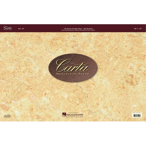 Carta Manuscript No. 27 Pro 40 Sheets 16 Stave Score Pad