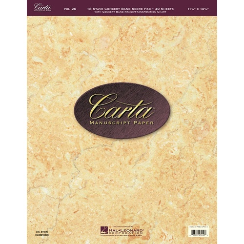 Carta Manuscript 40Shts 18St Concert Band Sc/Pad (Softcover Book)
