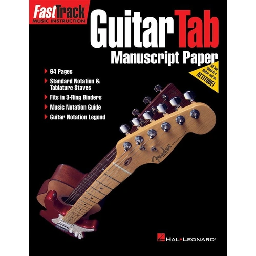 FastTrack Guitar Tab Manuscript Paper - 64 Pages, Standard Notation & Tablature Staves, Music Notation Guide, Fits 3-Ring Binders