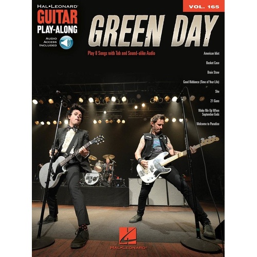 Green Day Guitar Play-Along V165 BK/OLA - Songbook with 8 Hits, TAB Format, 56 Pages, Includes Audio for Download/Streaming