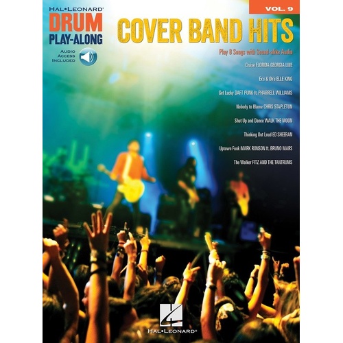 Cover Band Hits Drum Play-Along V9 BK/OLA by Hal Leonard, 48 Pages, Includes Audio Files and Backing Tracks