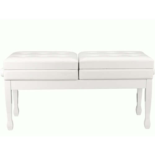 Beale BPB990 Dual Adjustable Duet Piano Bench White w/ Storage