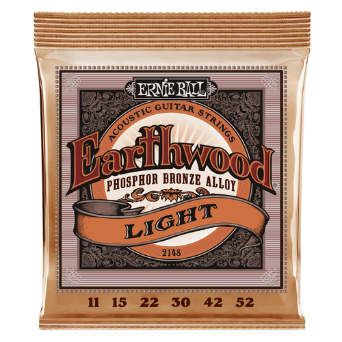 Ernie Ball Earthwood Light Phosphor Bronze Acoustic Guitar String, 11-52 Gauge