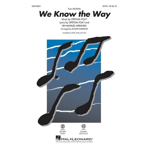 We Know the Way SATB Choral Arrangement from Disney's Moana