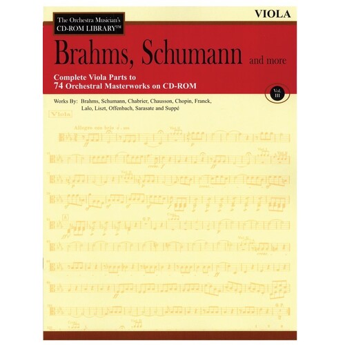 Brahms Schumann and More CD Rom Lib V3 Viola (CD-Rom Only)