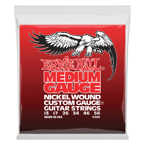Ernie Ball Medium Nickel Wound Set with Wound G Electric Guitar Strings 13-56 Gauge
