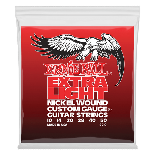 Ernie Ball Extra Light Nickel Wound with Wound G Electric Guitar String, 10-50 Gauge