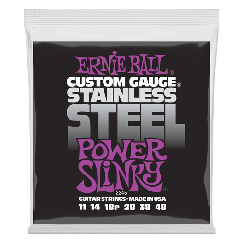 Ernie Ball Power Slinky Stainless Steel Wound Electric Guitar Strings 11-48 Gauge