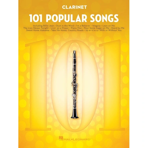 101 Popular Songs for Clarinet by Hal Leonard, 128 pages, Woodwind category, includes classic hits like Billie Jean and Hey Jude.