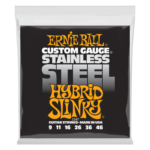 Ernie Ball Hybrid Slinky Stainless Steel Wound Electric Guitar Strings, 9-46 Gauge