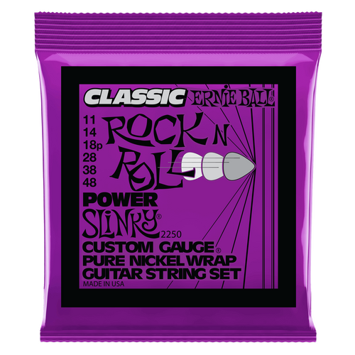 Ernie Ball Power Slinky Classic Rock n Roll Pure Nickel Wrap Electric Guitar Strings 11-48 Gauge