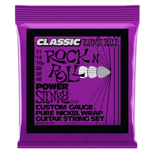 Ernie Ball Power Slinky Classic Rock n Roll Pure Nickel Wrap Electric Guitar Strings 11-48 Gauge