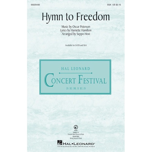 Hymn to Freedom SSA Choral Arrangement by Hal Leonard