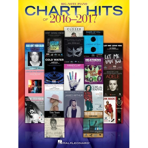 Chart Hits of 2016-2017 Big Note Piano Songbook