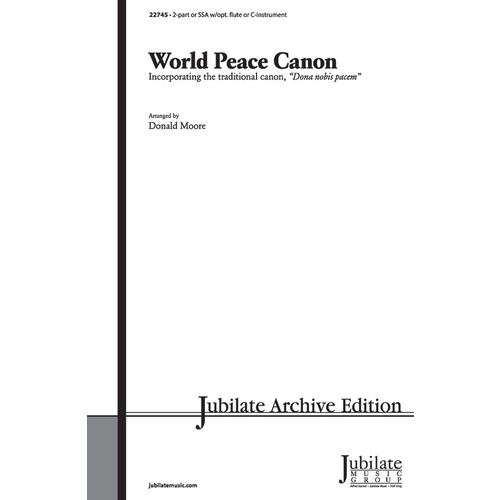 World Peace Canon 2 Pt/SSA Choral Sheet Music