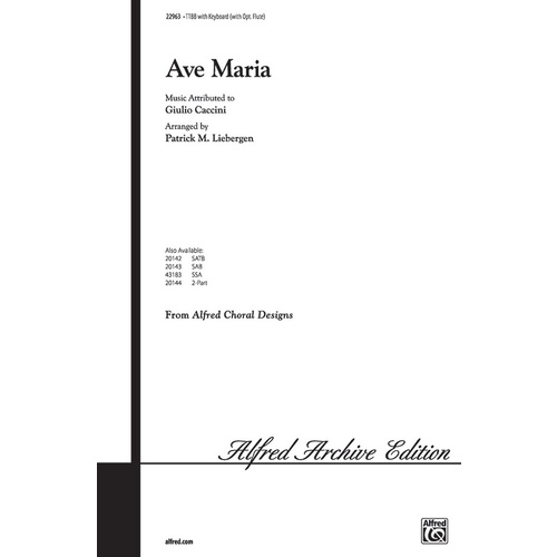 Ave Maria TTBB/Piano/Opt Flute Level 3 Arr Lieberge