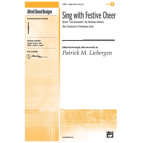 Sing With Festive Cheer 2 Part Choral Sheet Music for Piano and Optional Flutes