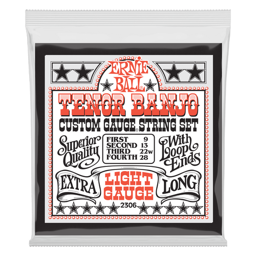 Ernie Ball Light Loop End Stainless Steel Tenor Banjo Guitar Strings, 9-28 Gauge