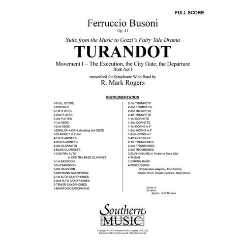Turandot Mvt 1 Suite Gozzis Drama Concert Band 5 Score