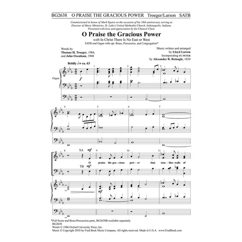 O Praise The Gracious Power SATB (Octavo)
